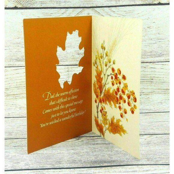 For a Wonderful Dad On His Birthday Greeting Card Leaves Art Paint Vintage Card - Picture 3 of 10